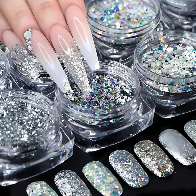 Silver Glitter Mylars (Set Of 12)