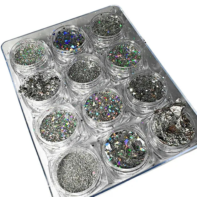 Silver Glitter Mylars (Set Of 12)