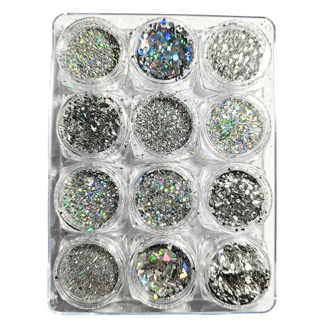 Silver Glitter Mylars (Set Of 12)