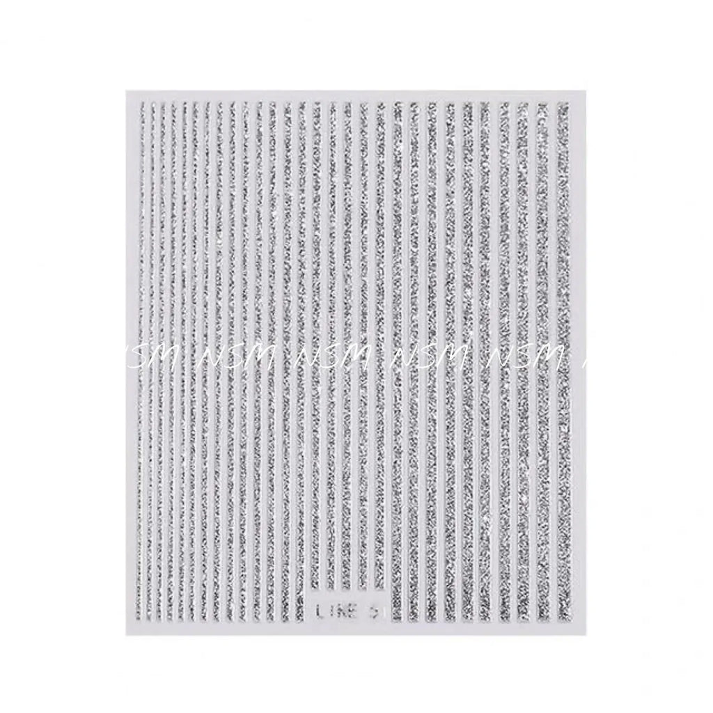 Silver Glitter Stripes Nail Sticker Sheets