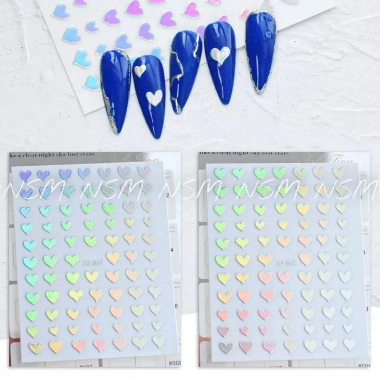 Silver Hearts Holographic Sticker Sheets (JO-967)