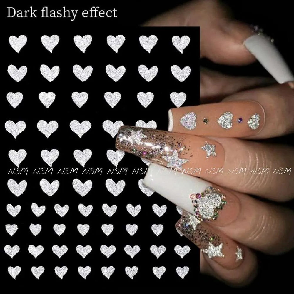Silver Hearts Reflective Glitter Sticker Sheets