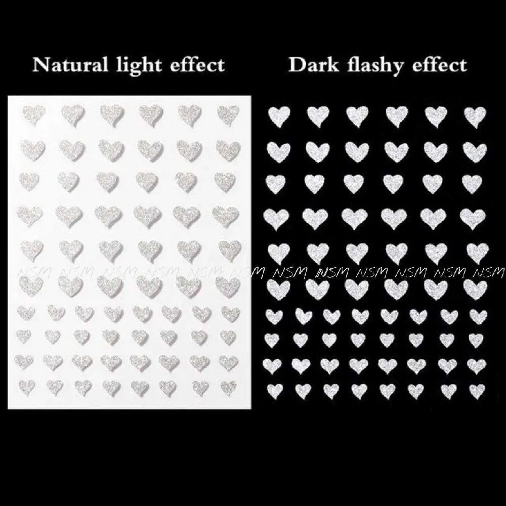 Silver Hearts Reflective Glitter Sticker Sheets