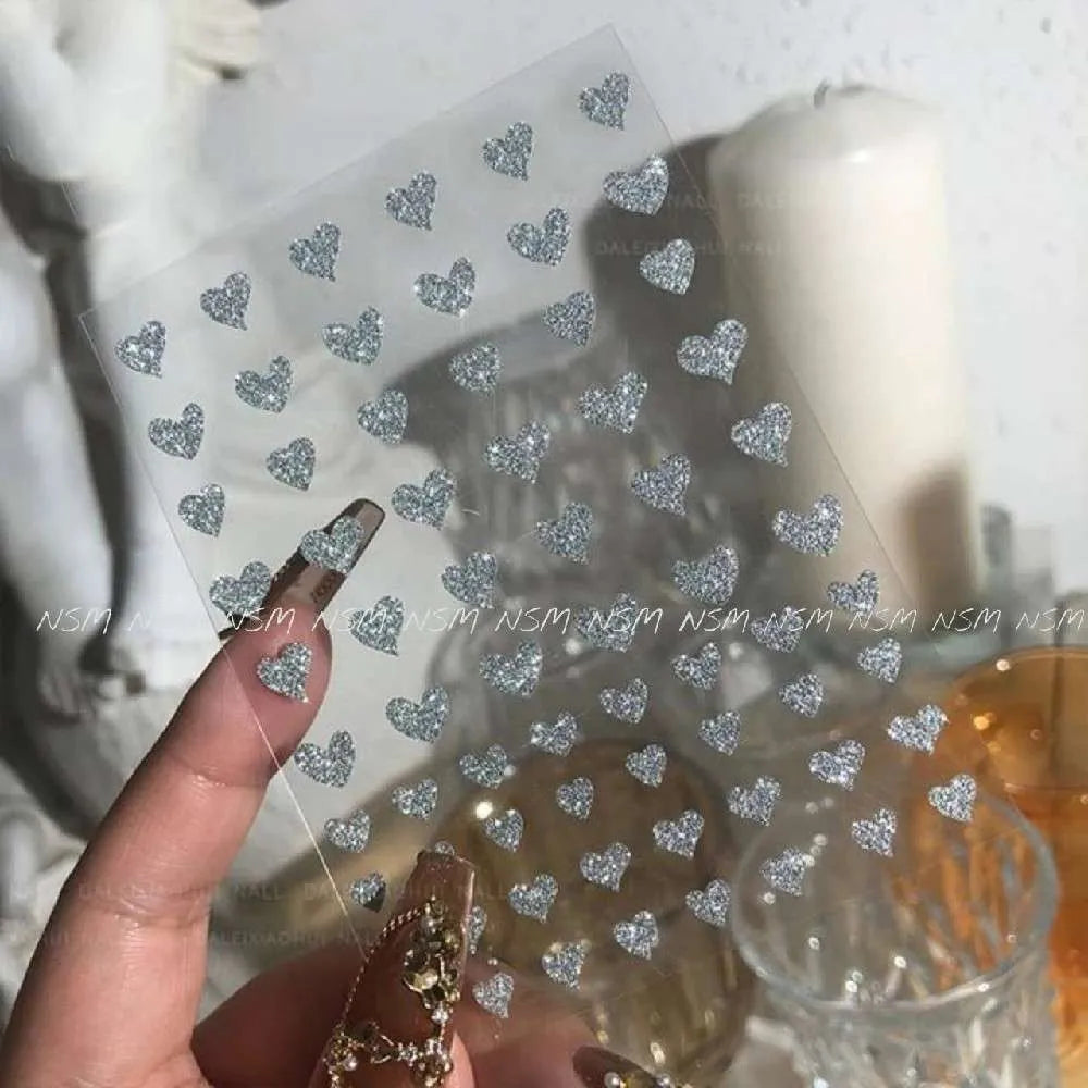 Silver Hearts Reflective Glitter Sticker Sheets