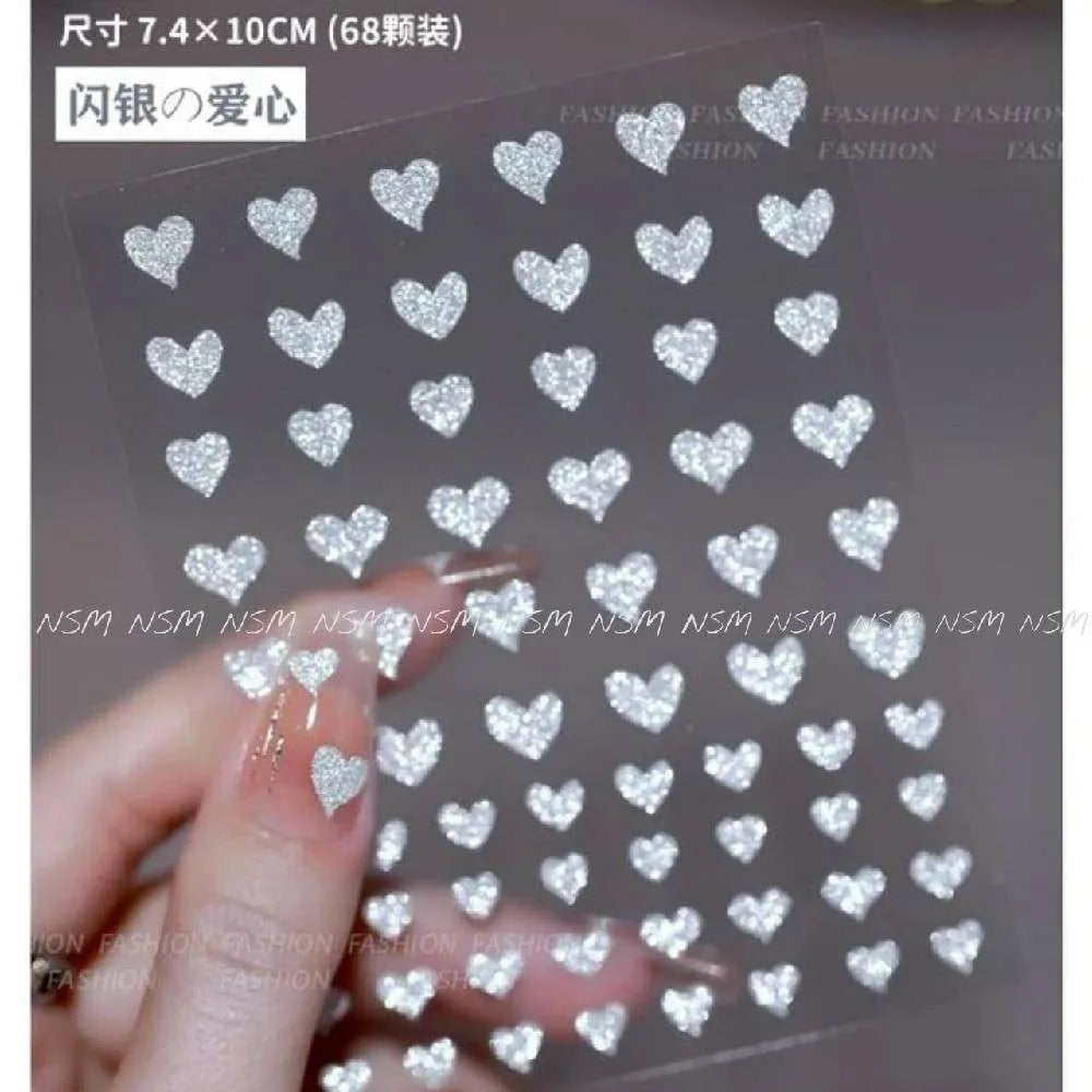 Silver Hearts Reflective Glitter Sticker Sheets