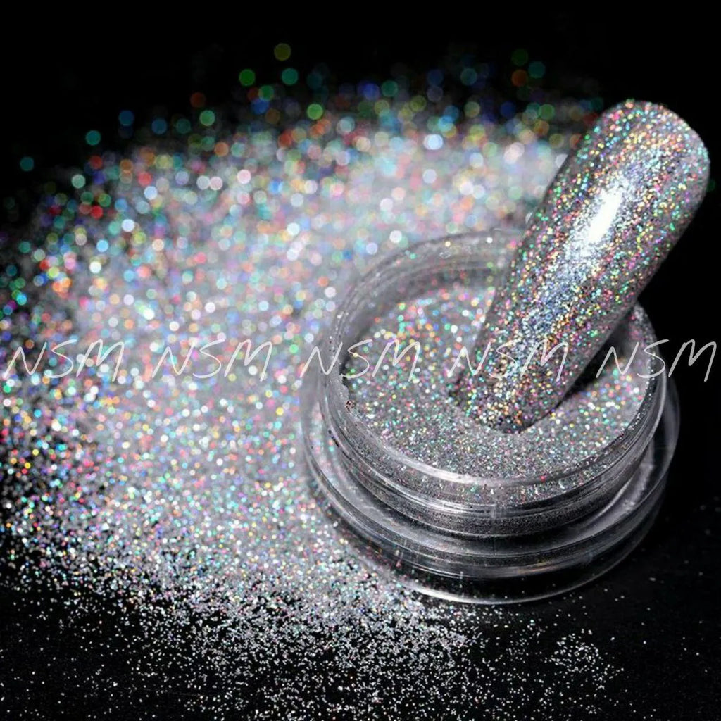 Silver Holographic Nail Glitter Powder