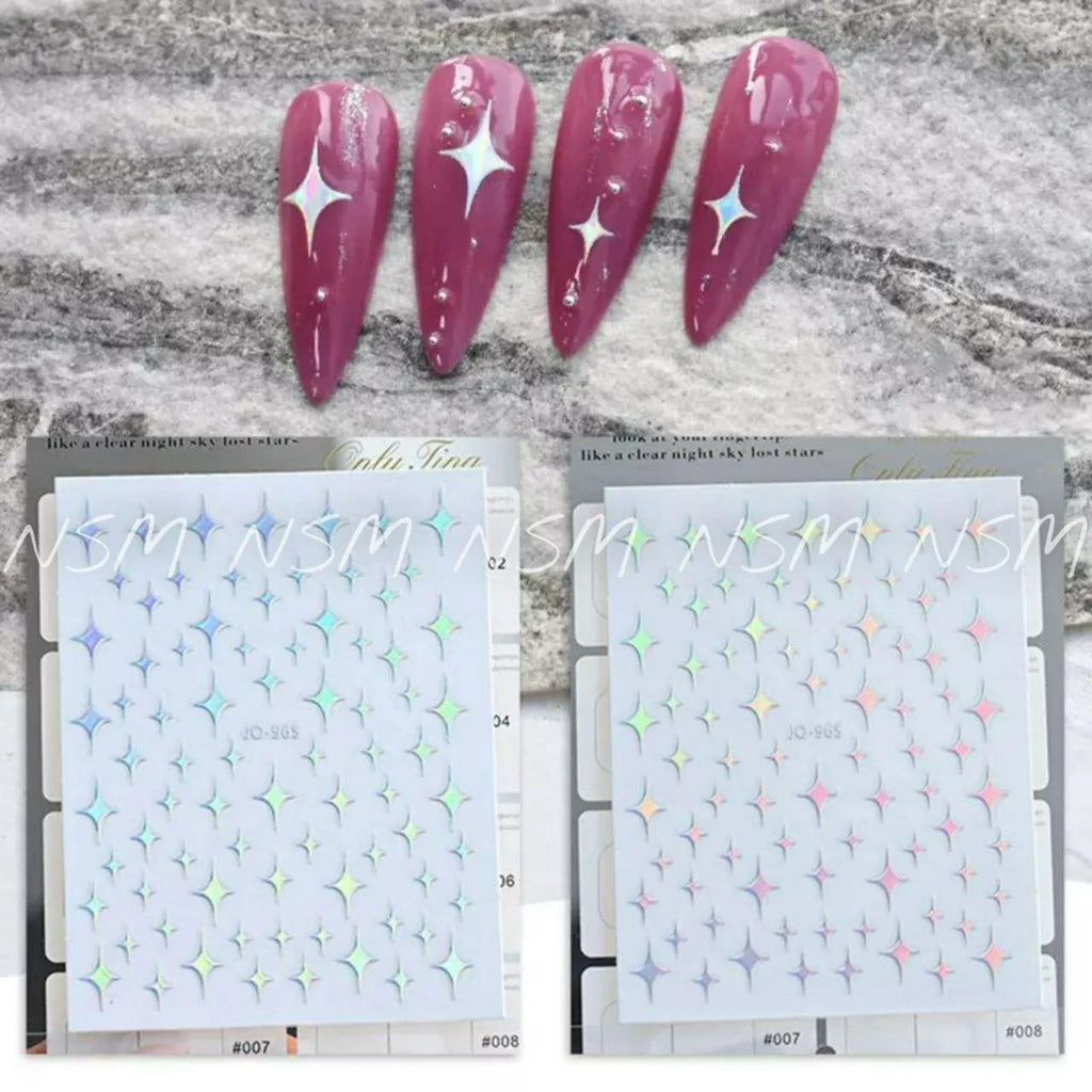 Silver Laser Holographic Stars Sticker Sheets (JO-965)