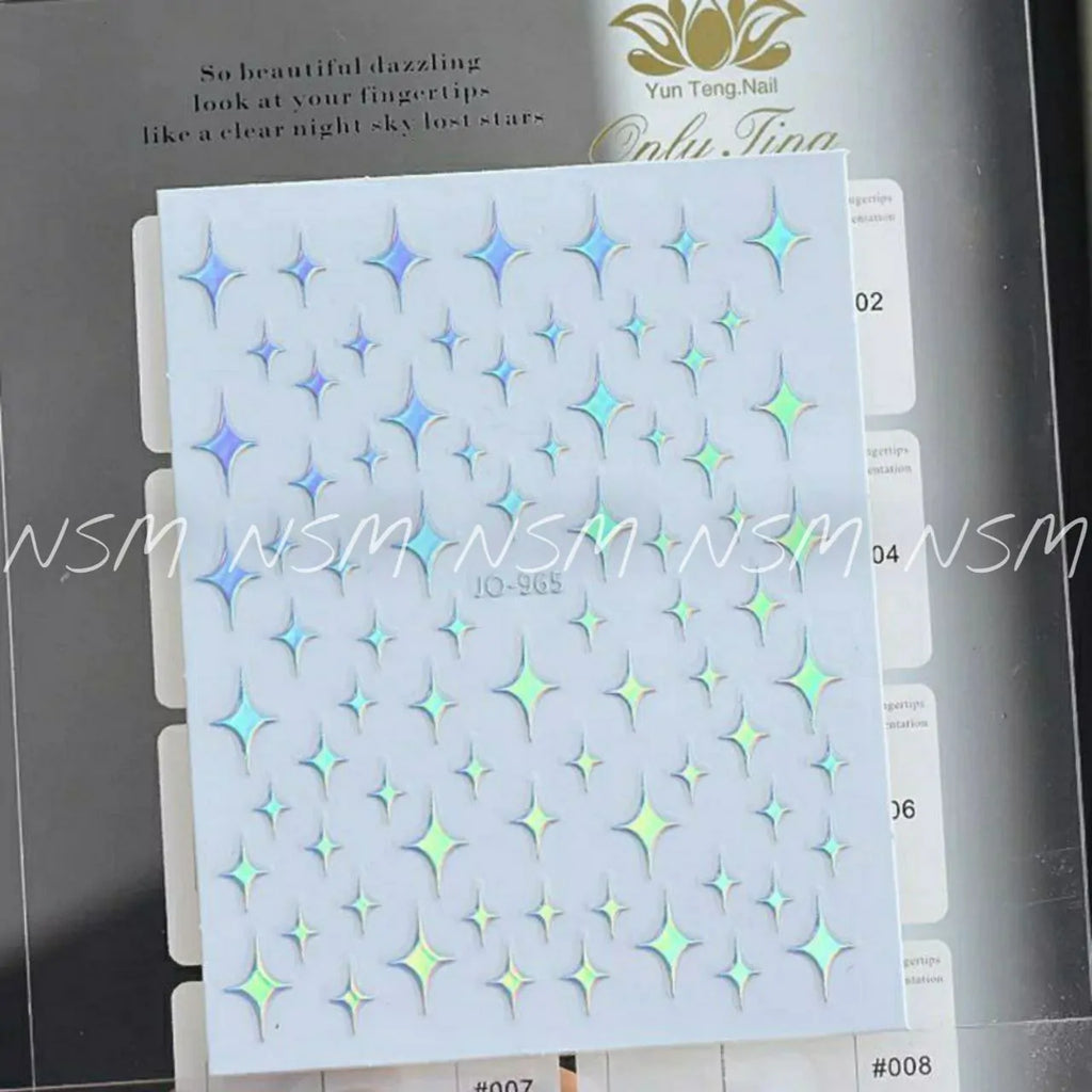 Silver Laser Holographic Stars Sticker Sheets (JO-965)