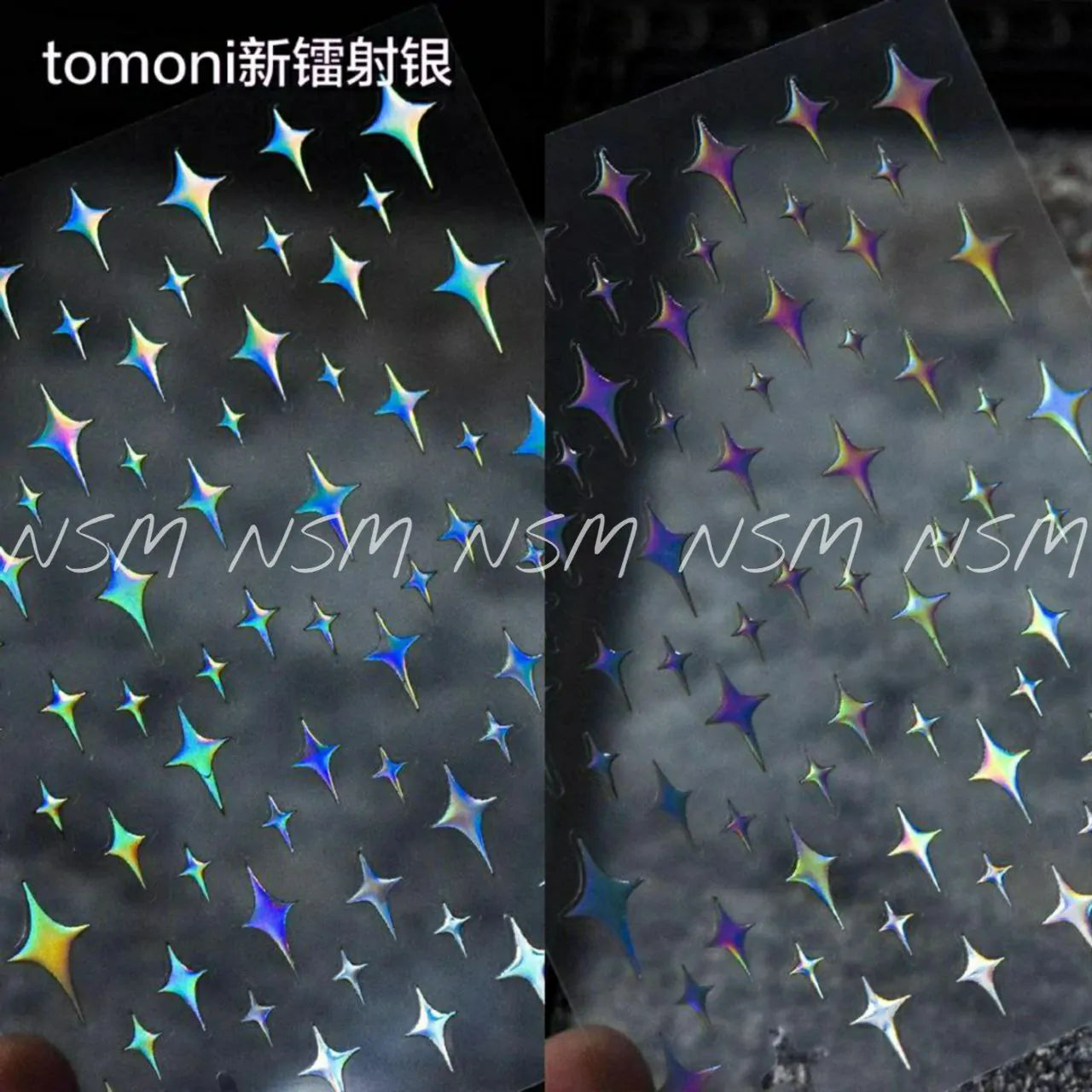 Silver Laser Holographic Stars Sticker Sheets (JO-965)