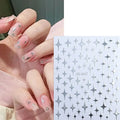Silver Metallic Stars Nail Art Sticker Sheet (JO-2407)