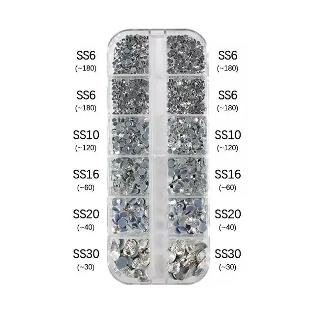 Silver Nail Art Stones Grid