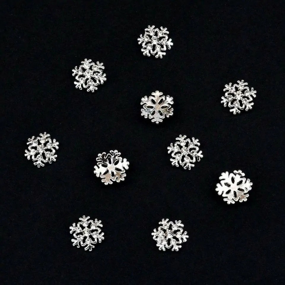 Silver Snow Flakes Nail Charms (Pack Of 2Pcs)