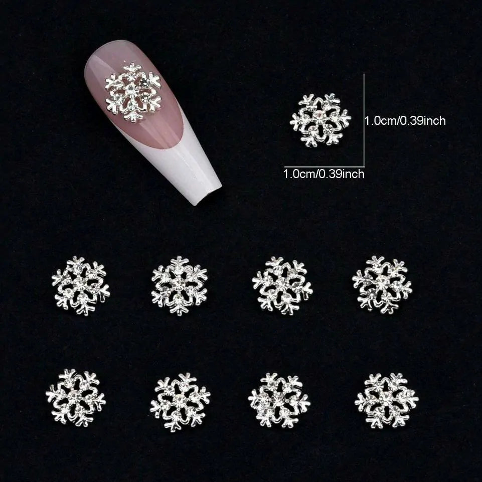 Silver Snow Flakes Nail Charms (Pack Of 2Pcs)