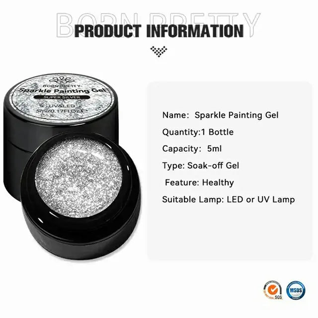 Born Pretty Sparkle Painting Gel Super Silver (5ml)