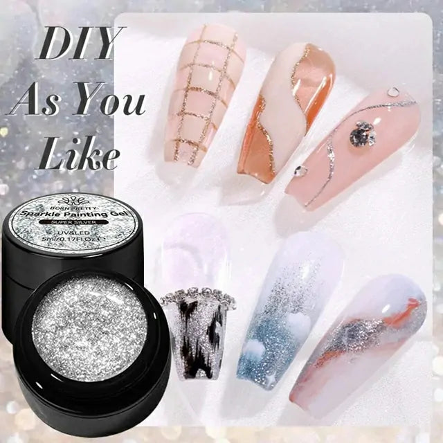 Born Pretty Sparkle Painting Gel Super Silver (5ml)