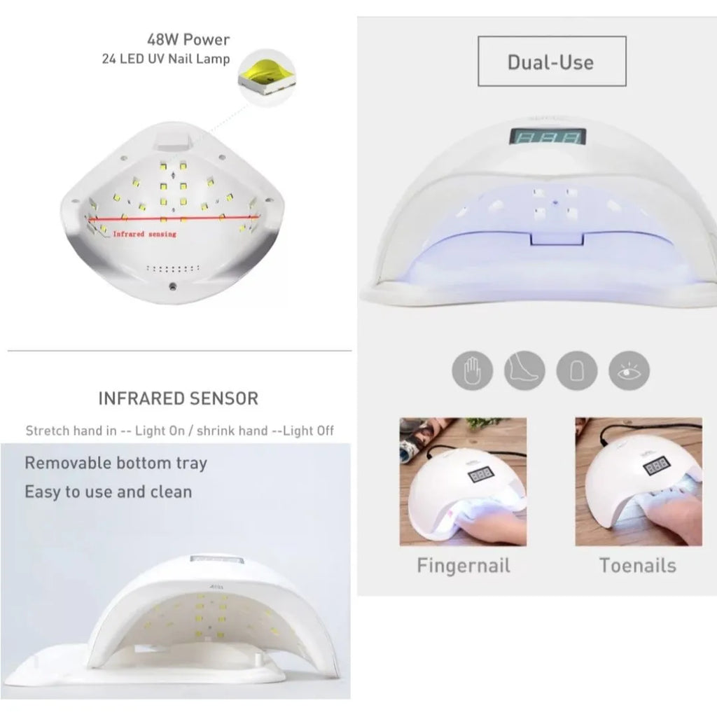 Sun5 UV LED Nail Lamp (With Infrared Sensor And Detachable Tray) (White 48W)