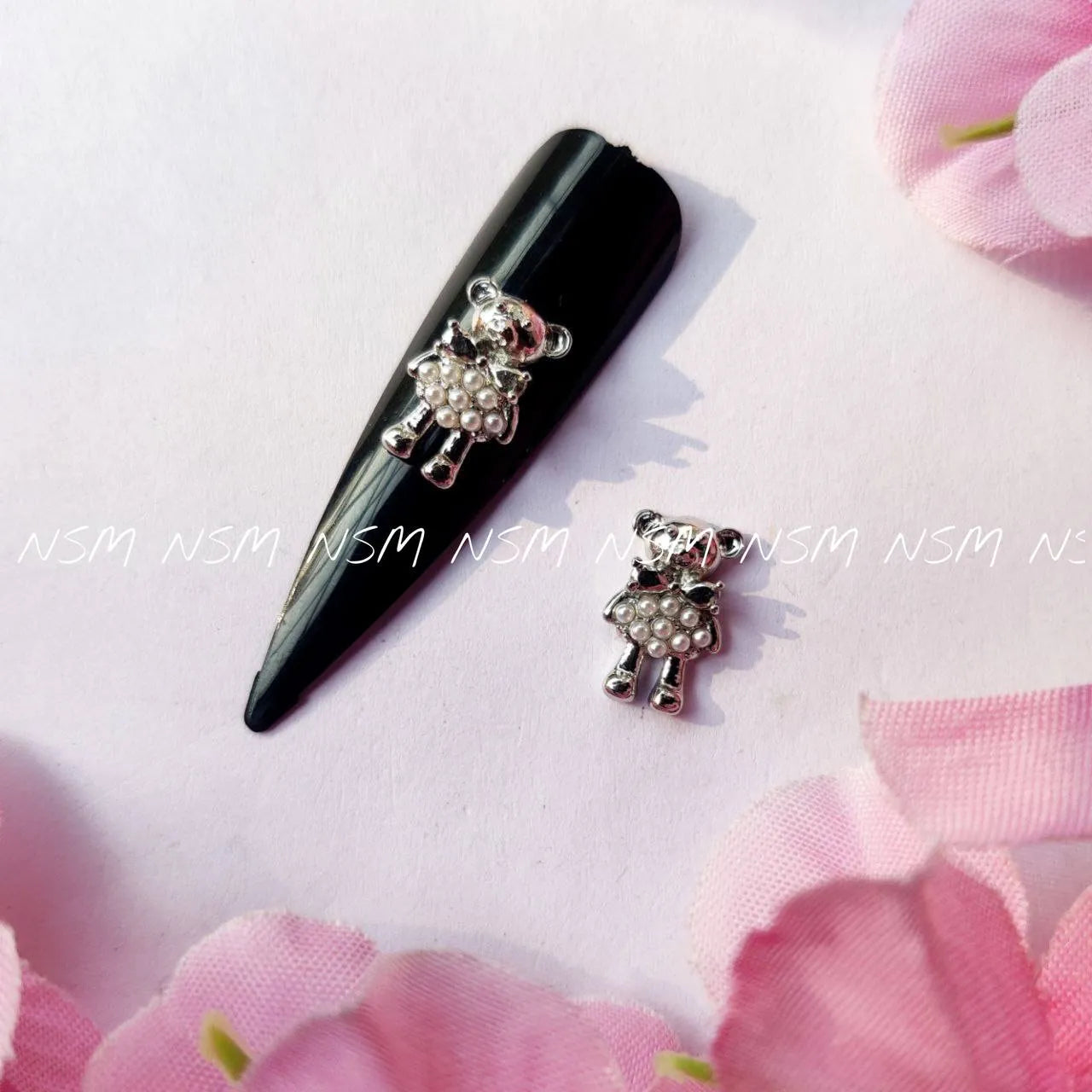 Teddy Bear With Pearls Nail Charms (Pack Of 2 Pcs)