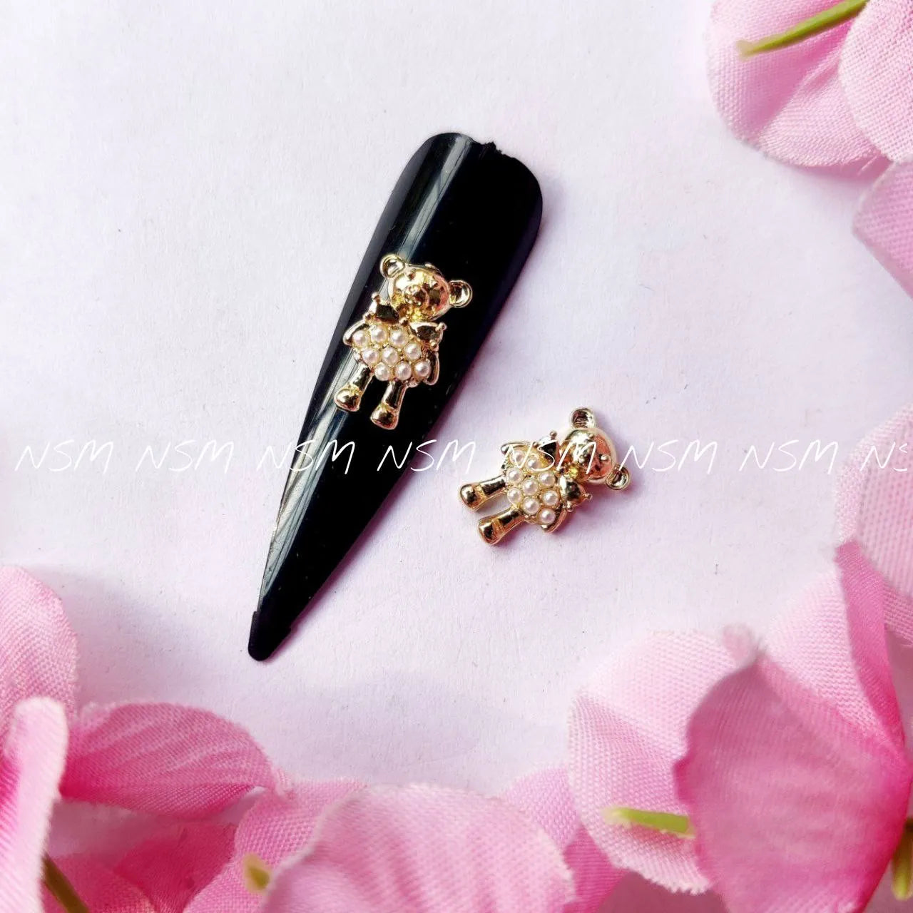 Teddy Bear With Pearls Nail Charms (Pack Of 2 Pcs)