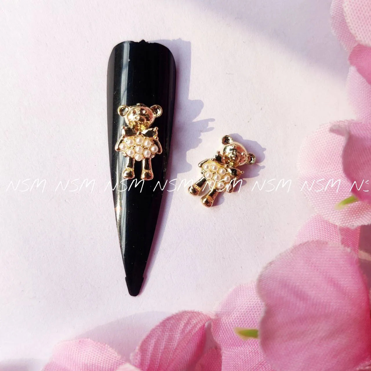 Teddy Bear With Pearls Nail Charms (Pack Of 2 Pcs)