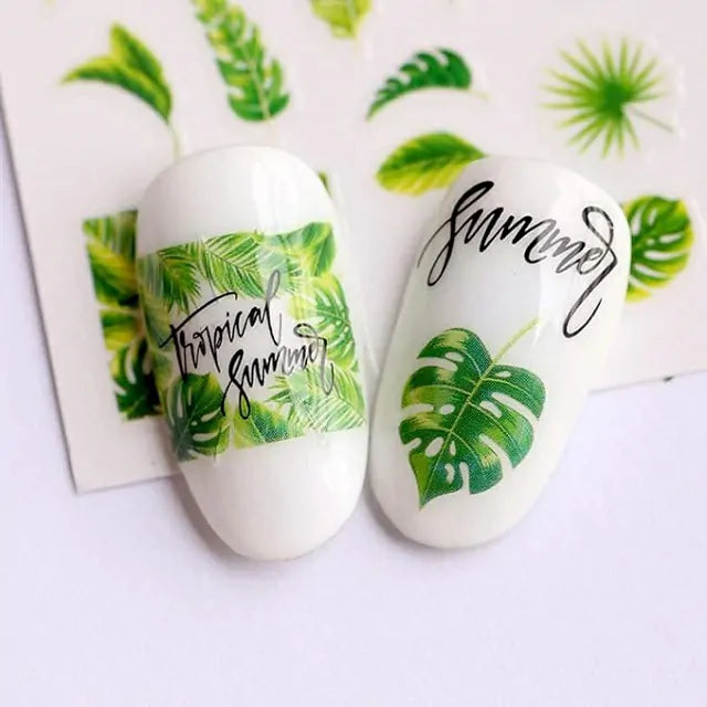 Tropical Leaves Nail Sticker Sheet (JO-1631)
