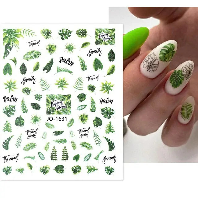 Tropical Leaves Nail Sticker Sheet (JO-1631)