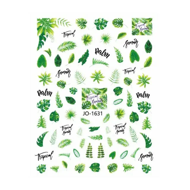 Tropical Leaves Nail Sticker Sheet (JO-1631)