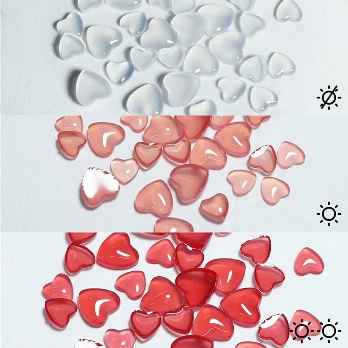 UV Light Activated Pink Heart Nail Charms (100 Pcs Pack)