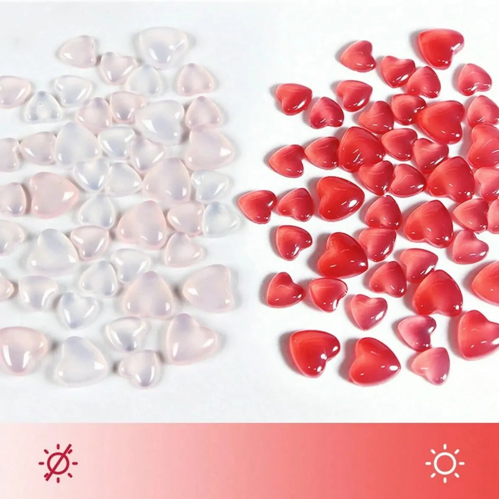 UV Light Activated Pink Heart Nail Charms (100 Pcs Pack)