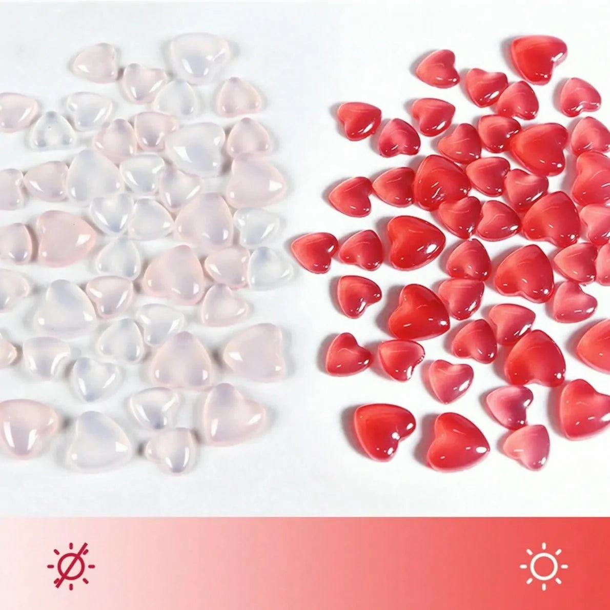 UV Light Activated Pink Heart Nail Charms (100 Pcs Pack)