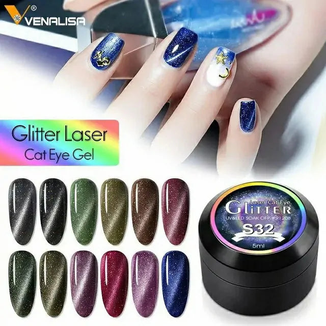 Venalisa Glitter Laser Cat Eye Gel Pots (Set of 12)