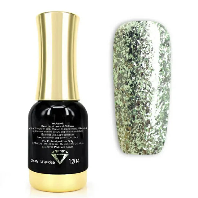 Venalisa Platinum Glitter Gel Nail Polish (Starry Turquoise) (12ml)