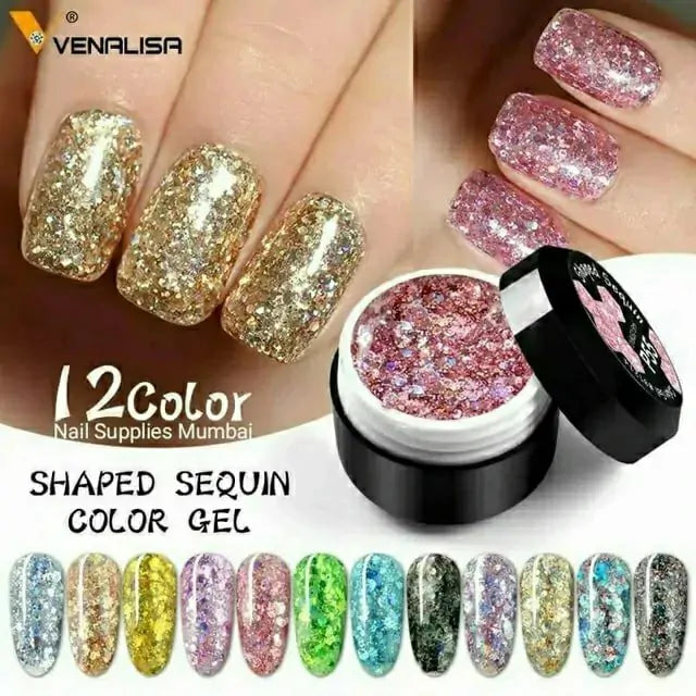 Venalisa Shaped Sequins Gel Pots (Set Of 12)