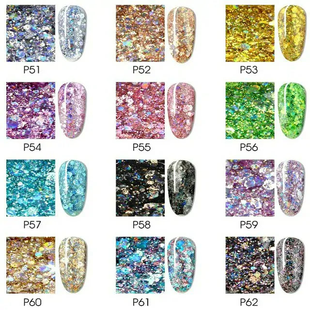 Venalisa Shaped Sequins Gel Pots (Set Of 12)