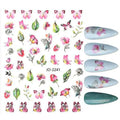 Water Color Butterfly Floral Nail Art Sticker Sheet (JO-2241)