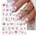 Water Color Glitter Flowers Nail Sticker Sheets (JO-2245)