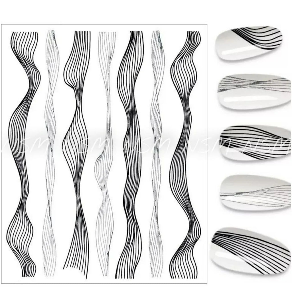 Wavy Nail Art Sticker Sheets