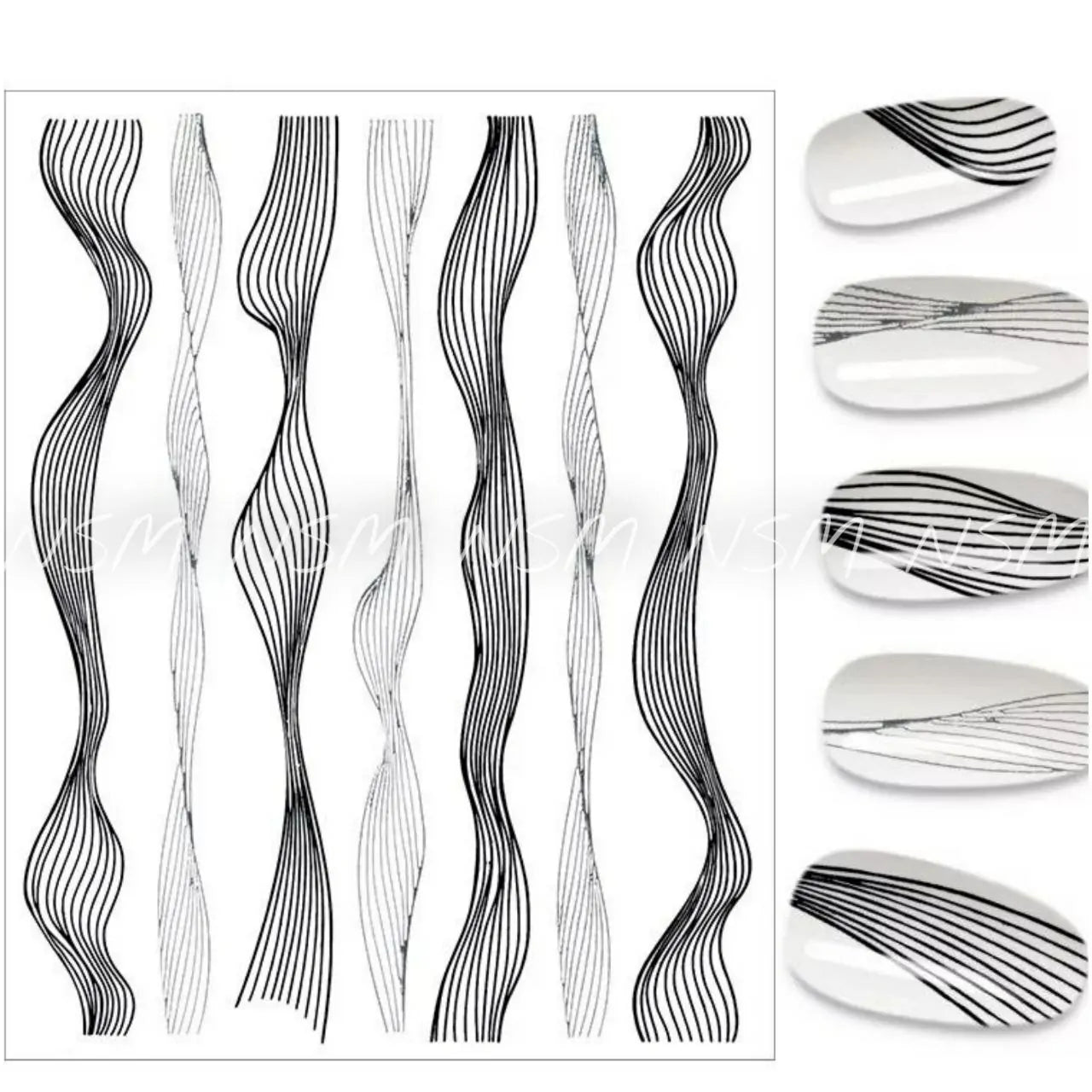 Wavy Nail Art Sticker Sheets