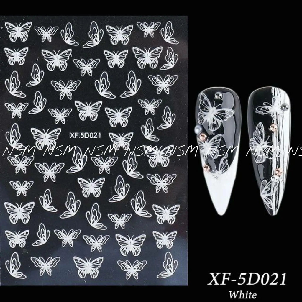 White Butterfly 5D Sticker Sheets (XF-5D021)