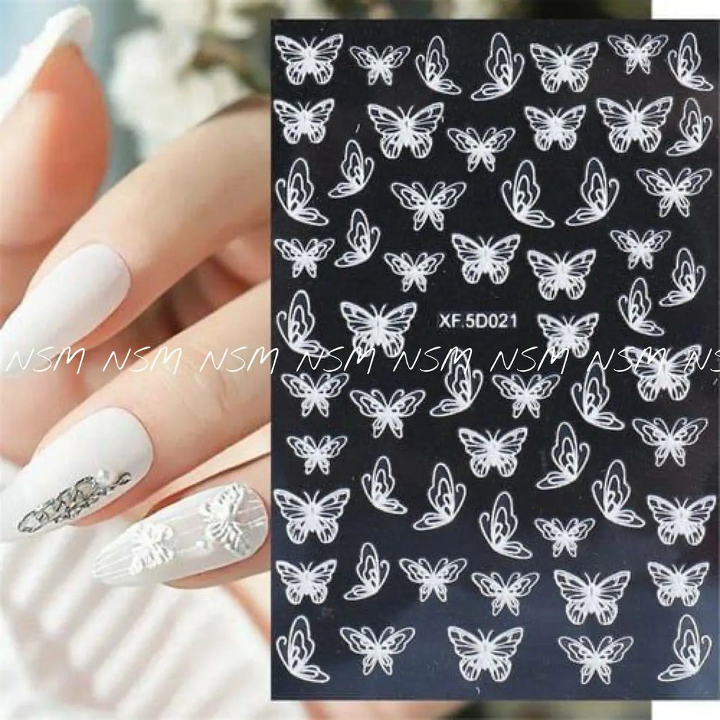 White Butterfly 5D Sticker Sheets (XF-5D021)