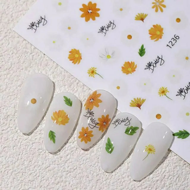 White Daisy Flowers Sticker Sheets (1236)
