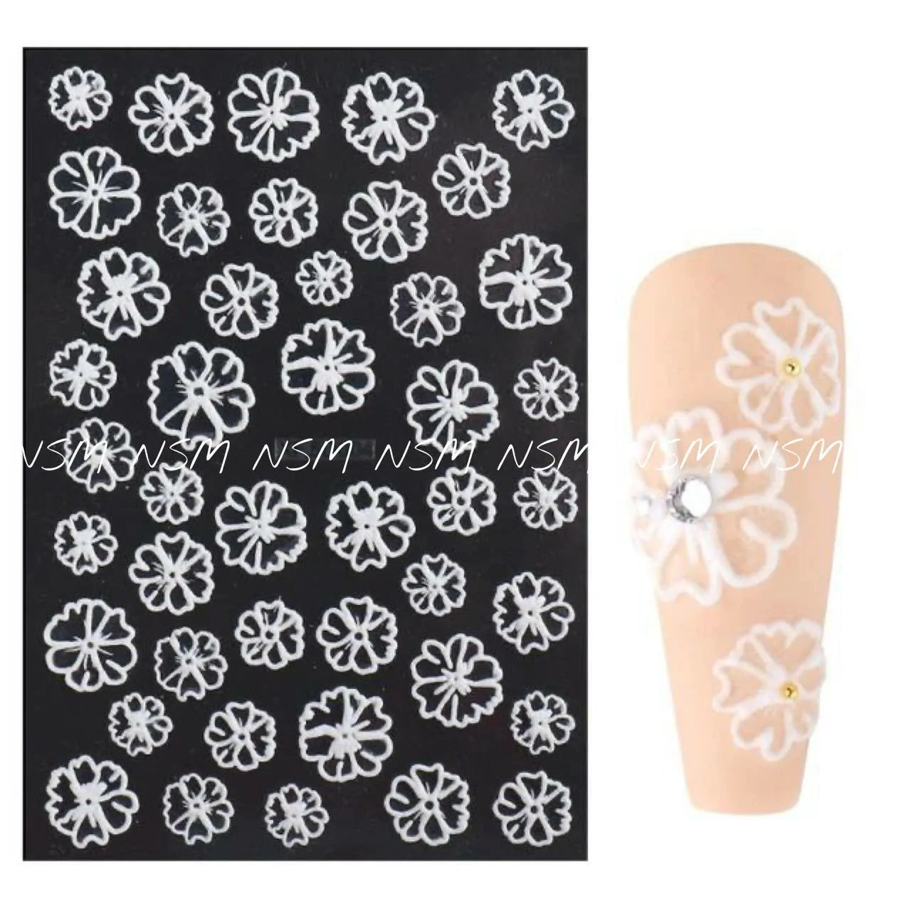 White Flowers 5D Sticker Sheets (XF-5D004)