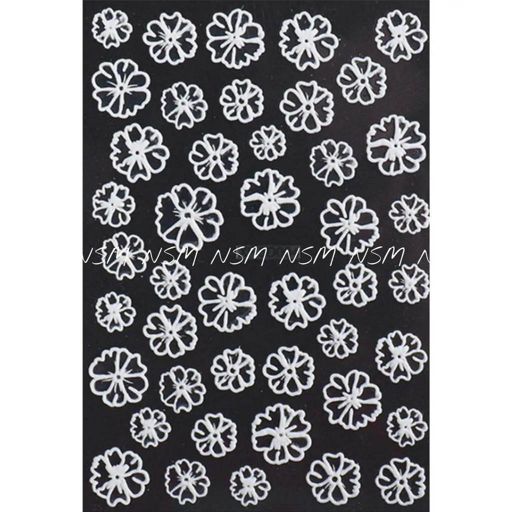 White Flowers 5D Sticker Sheets (XF-5D004)