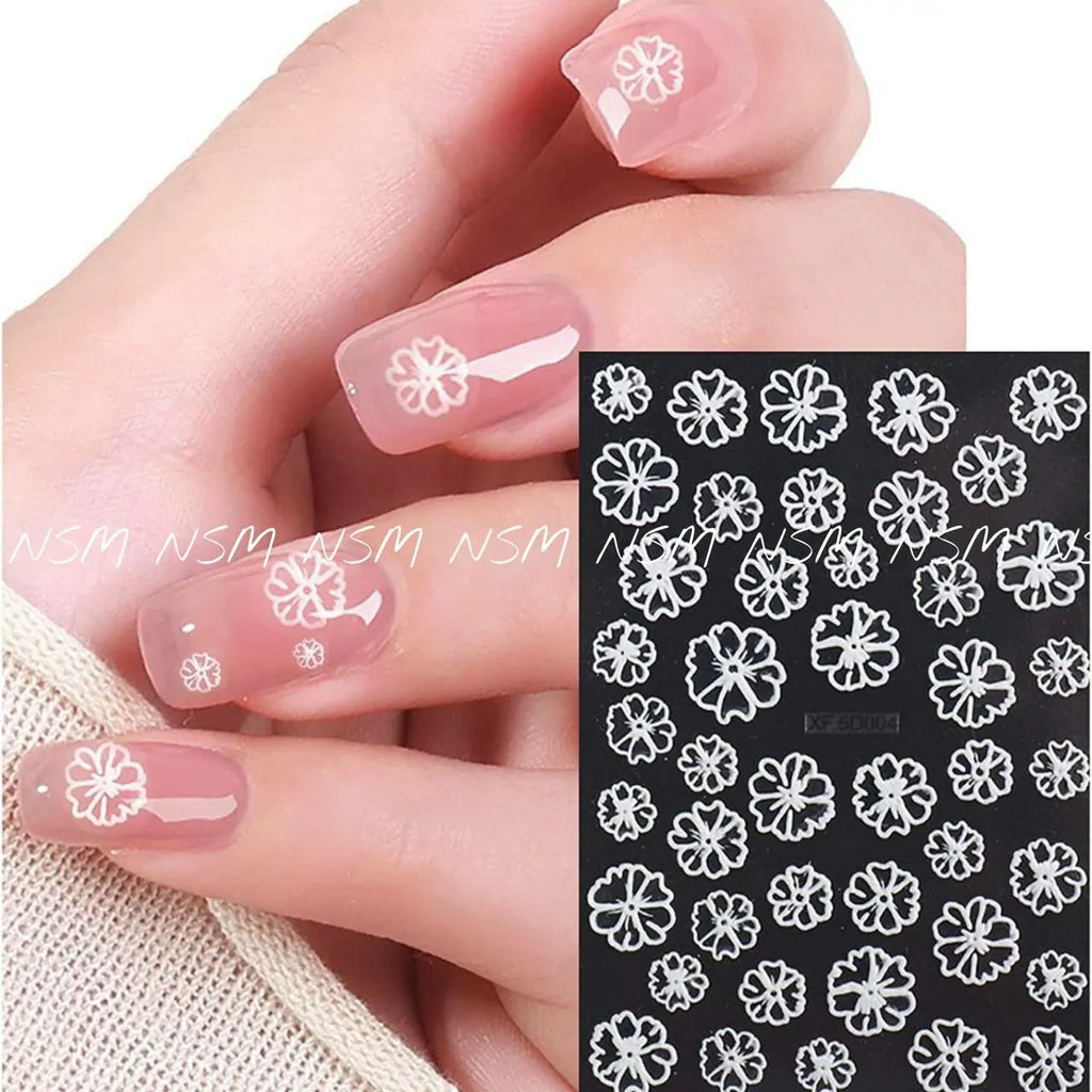 White Flowers 5D Sticker Sheets (XF-5D004)