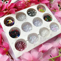 White Mylars, Pink Chunks, Pearl And Multi Colored Nail Art Mylars (Set Of 12)