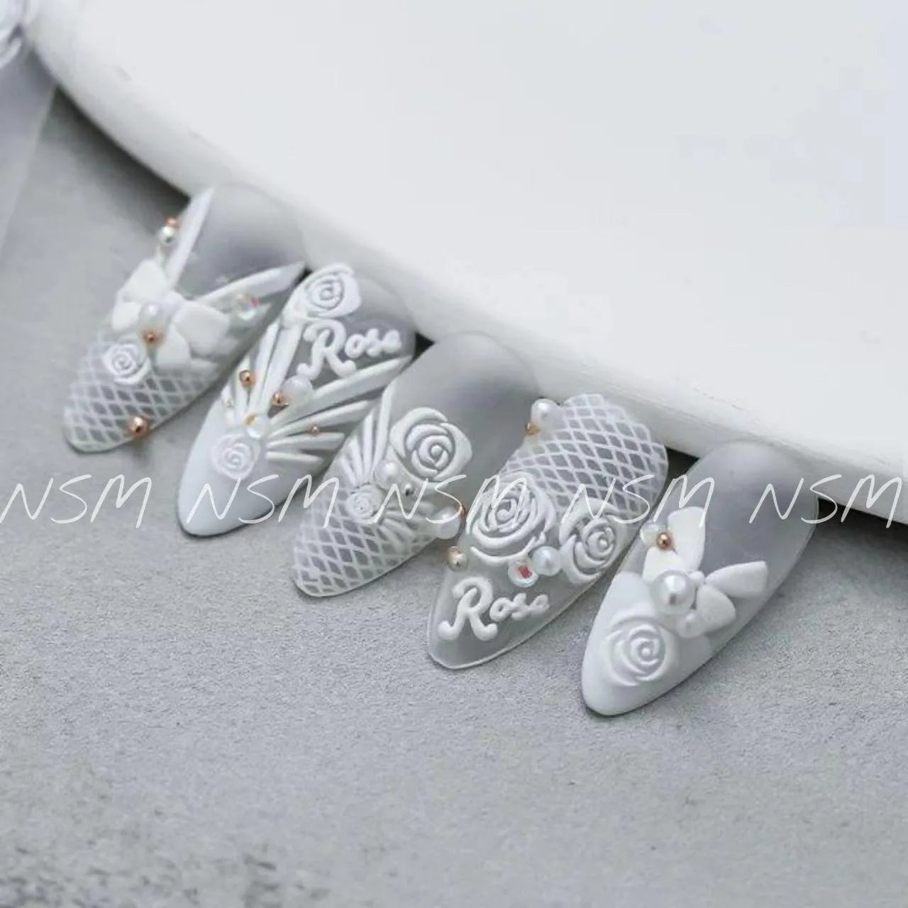 White Rose And Ribbons 5D Sticker Sheets (5D - K129)