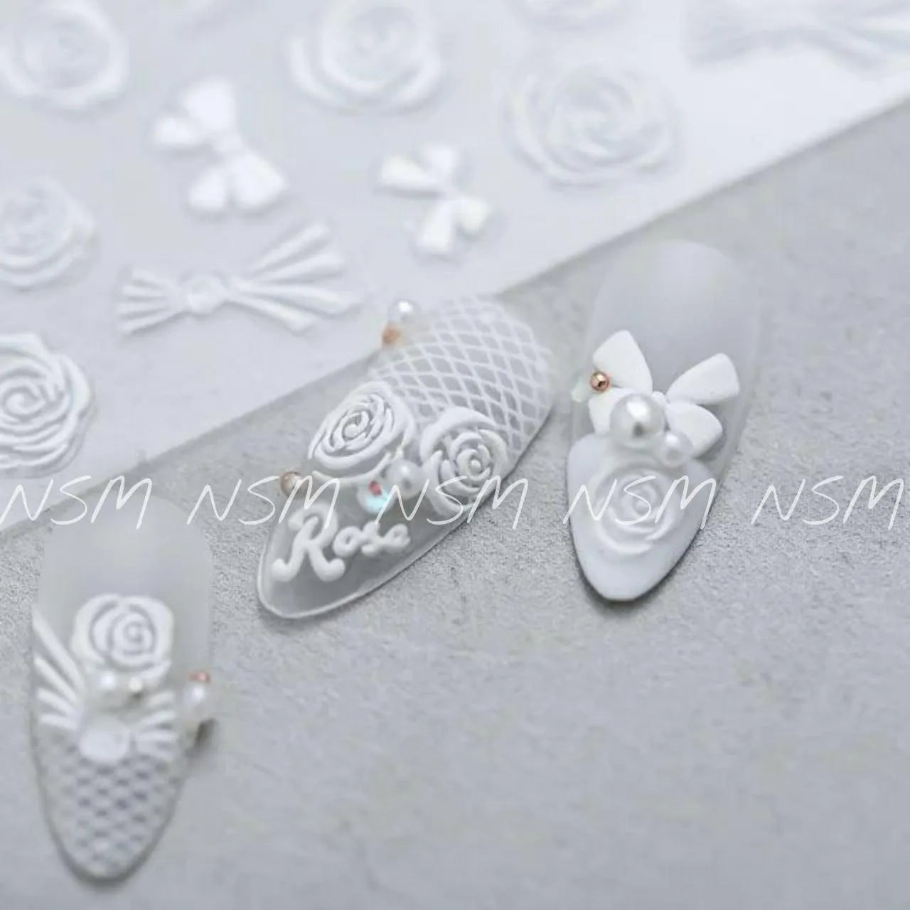 White Rose And Ribbons 5D Sticker Sheets (5D - K129)