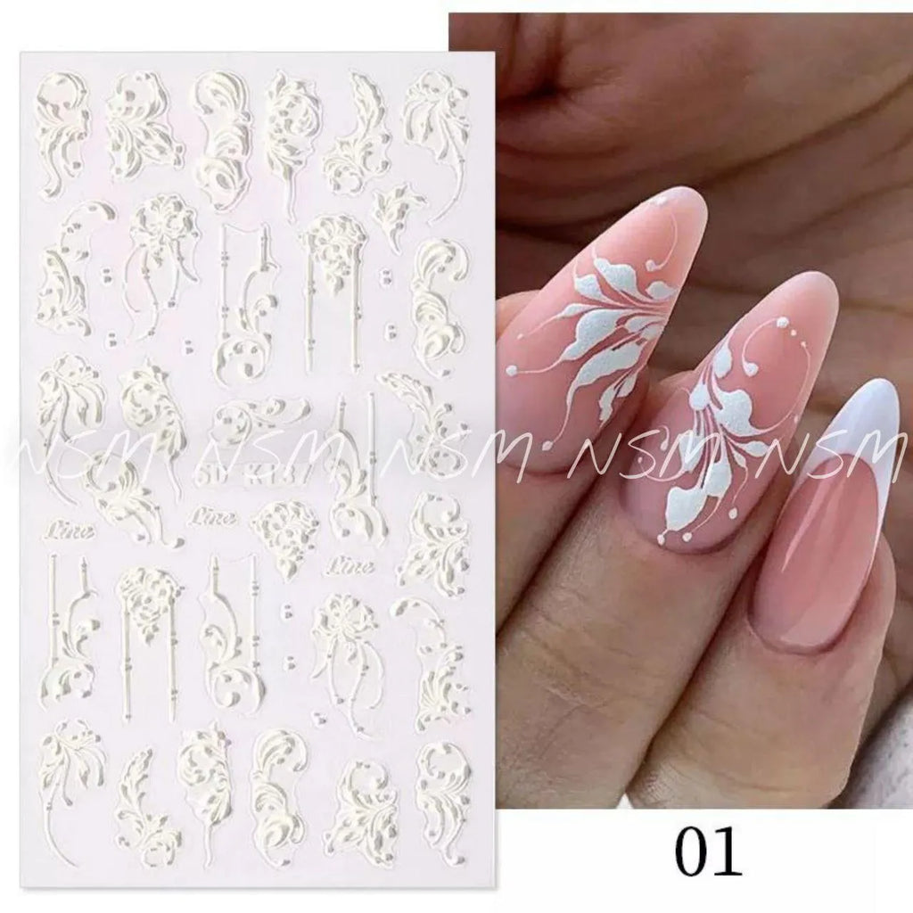 White Swirls 5D Stickers Sheets (5D-K137)