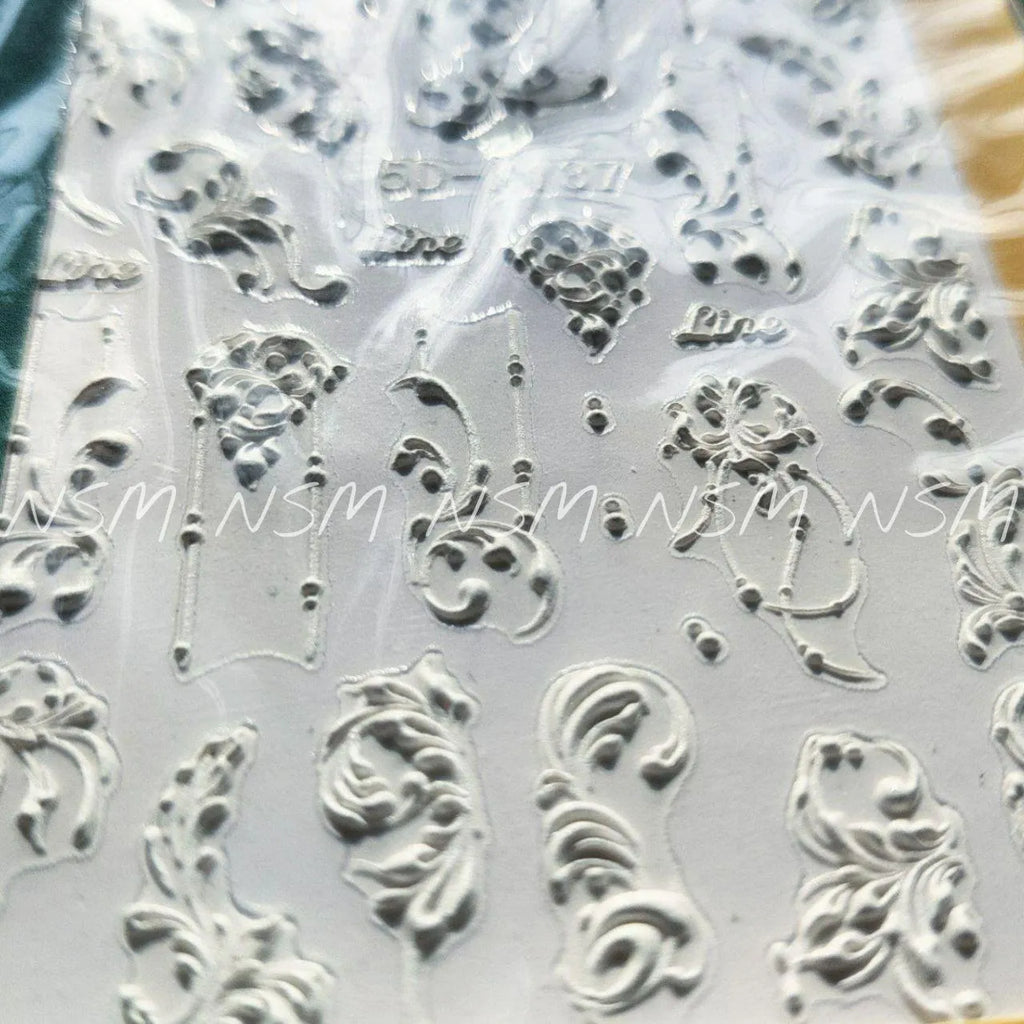 White Swirls 5D Stickers Sheets (5D-K137)