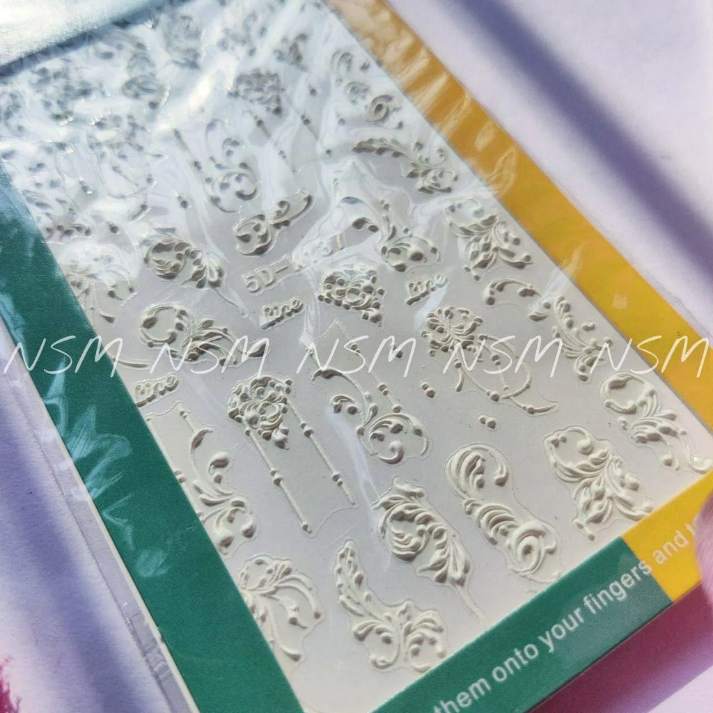 White Swirls 5D Stickers Sheets (5D-K137)