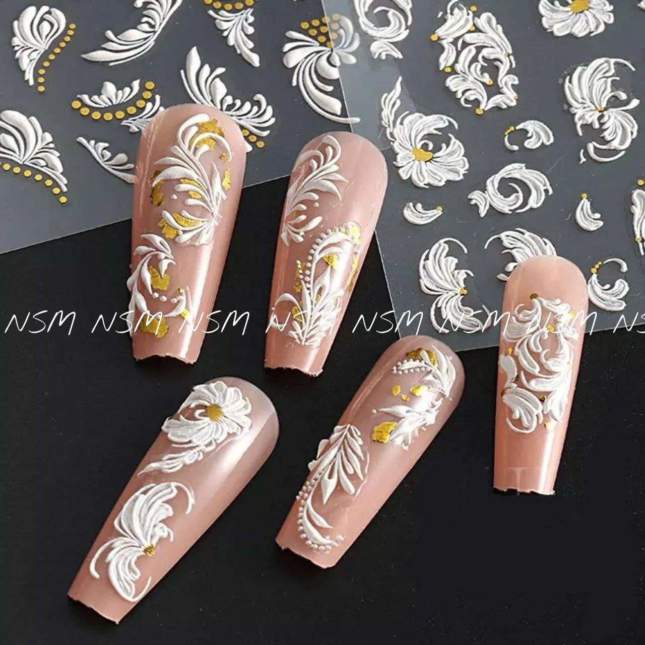 White Swirls And Gold Design 5D Sticker Sheets (5D-K171)